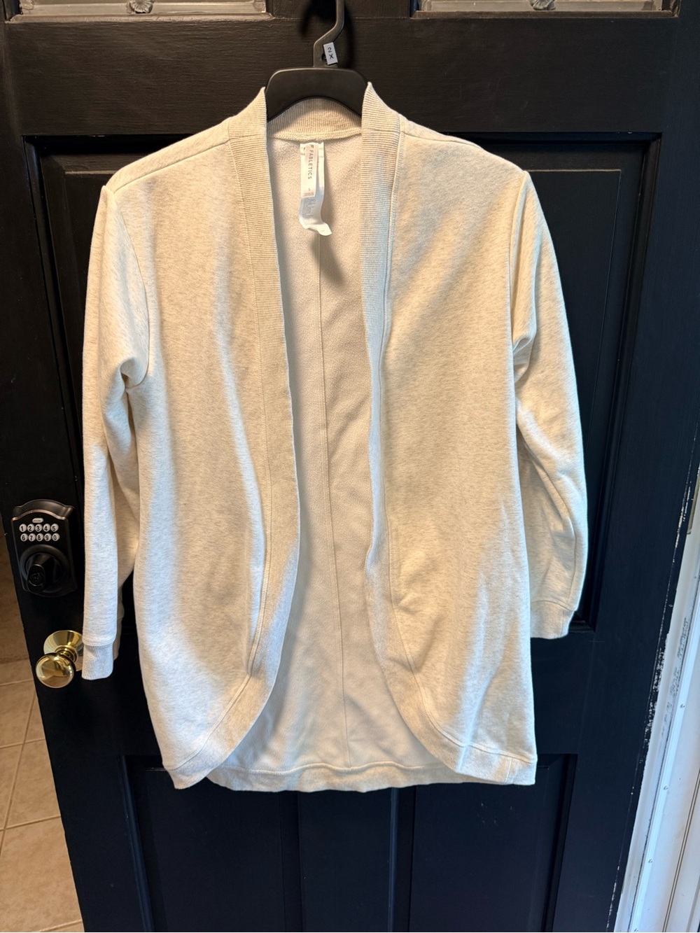 Fabletics Light Cream Ribbed Collar Sweatshirt
